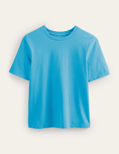 Pure Cotton Crew Neck T-shirt-China Blue