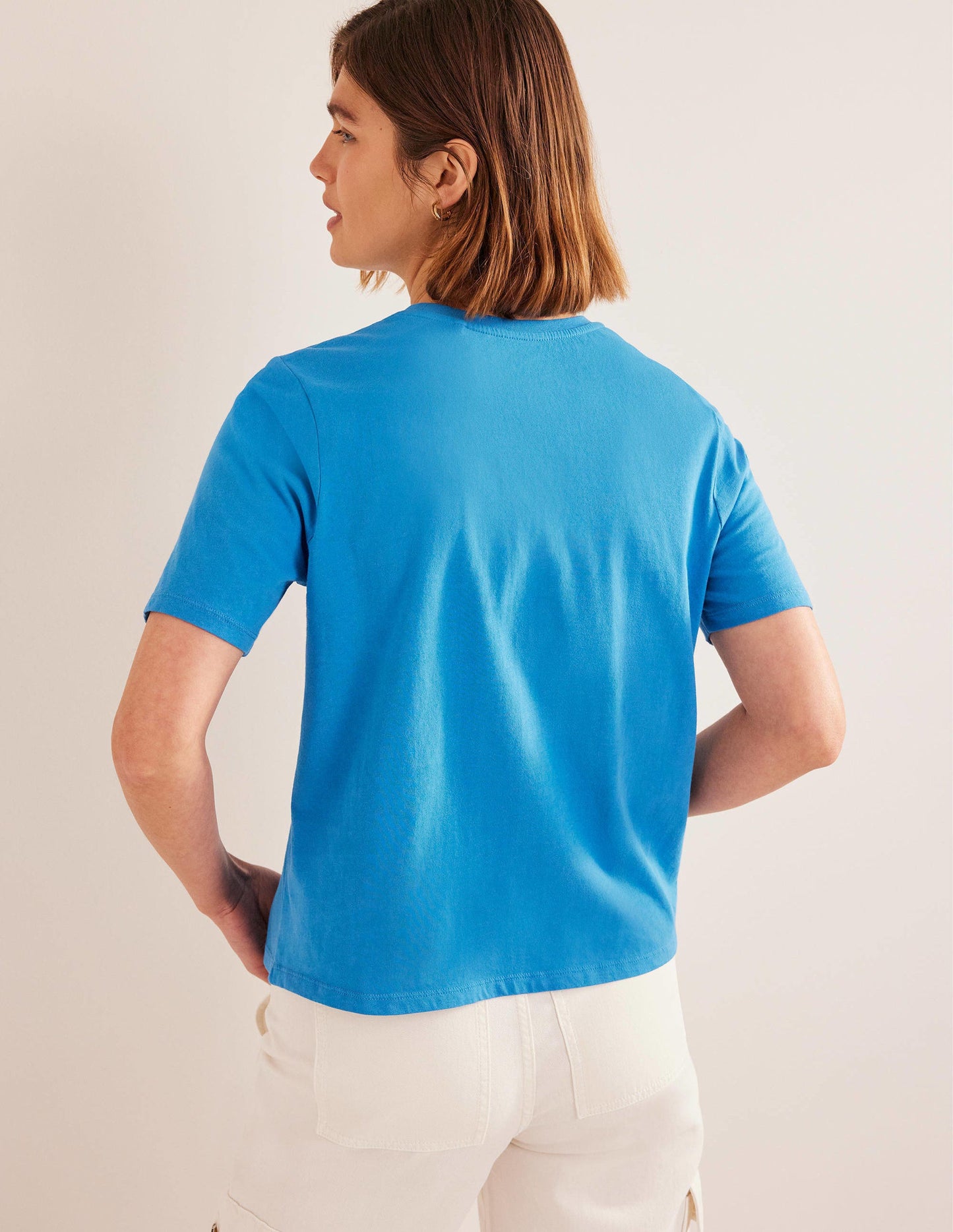 Pure Cotton Crew Neck T-shirt-China Blue