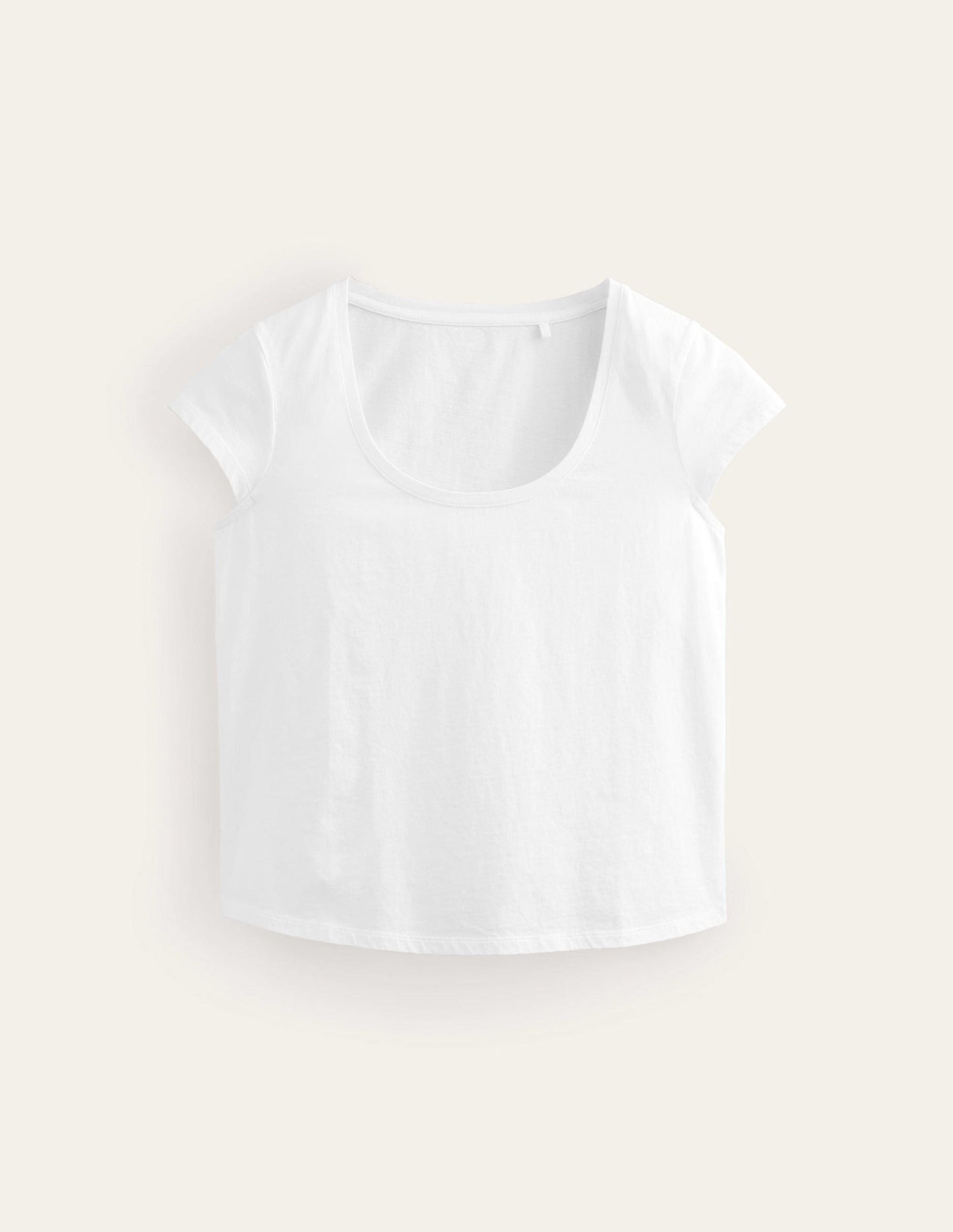 Pure Cotton Scoop Neck T-Shirt-White