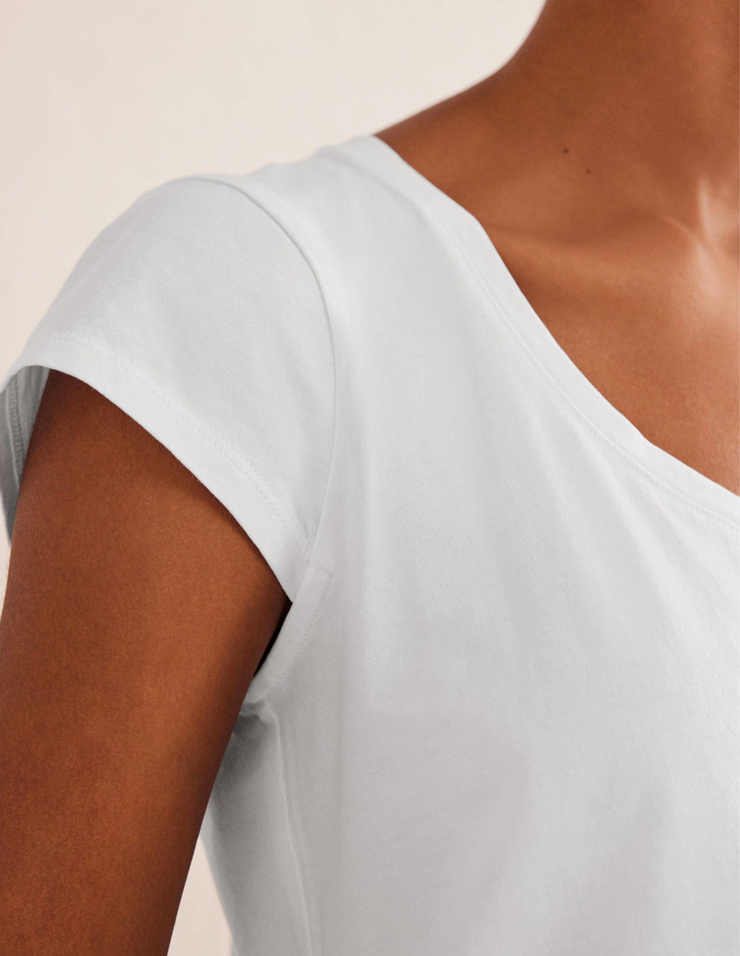 Pure Cotton Scoop Neck T-Shirt-White