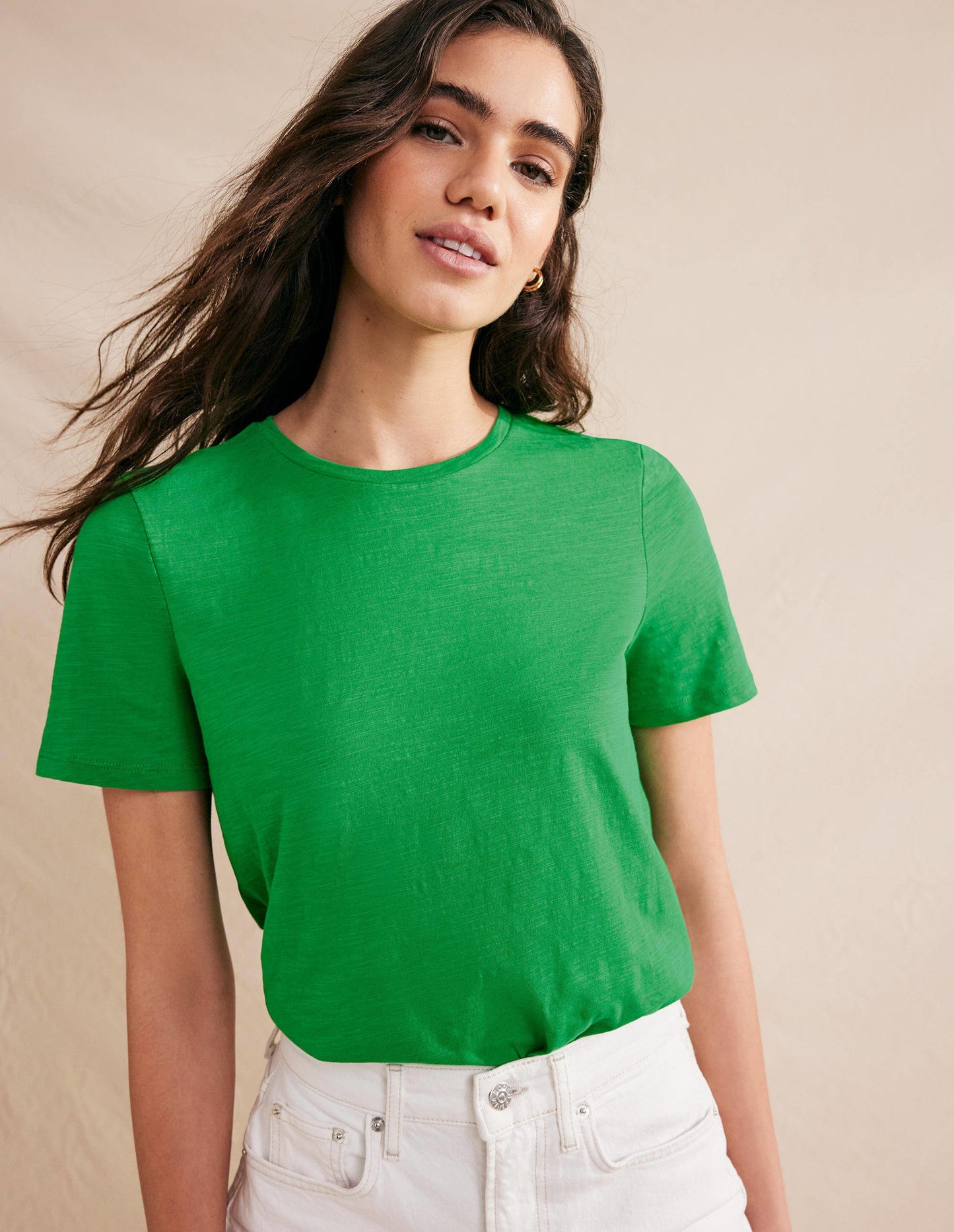 Cotton Crew Neck T-Shirt-Green Bee