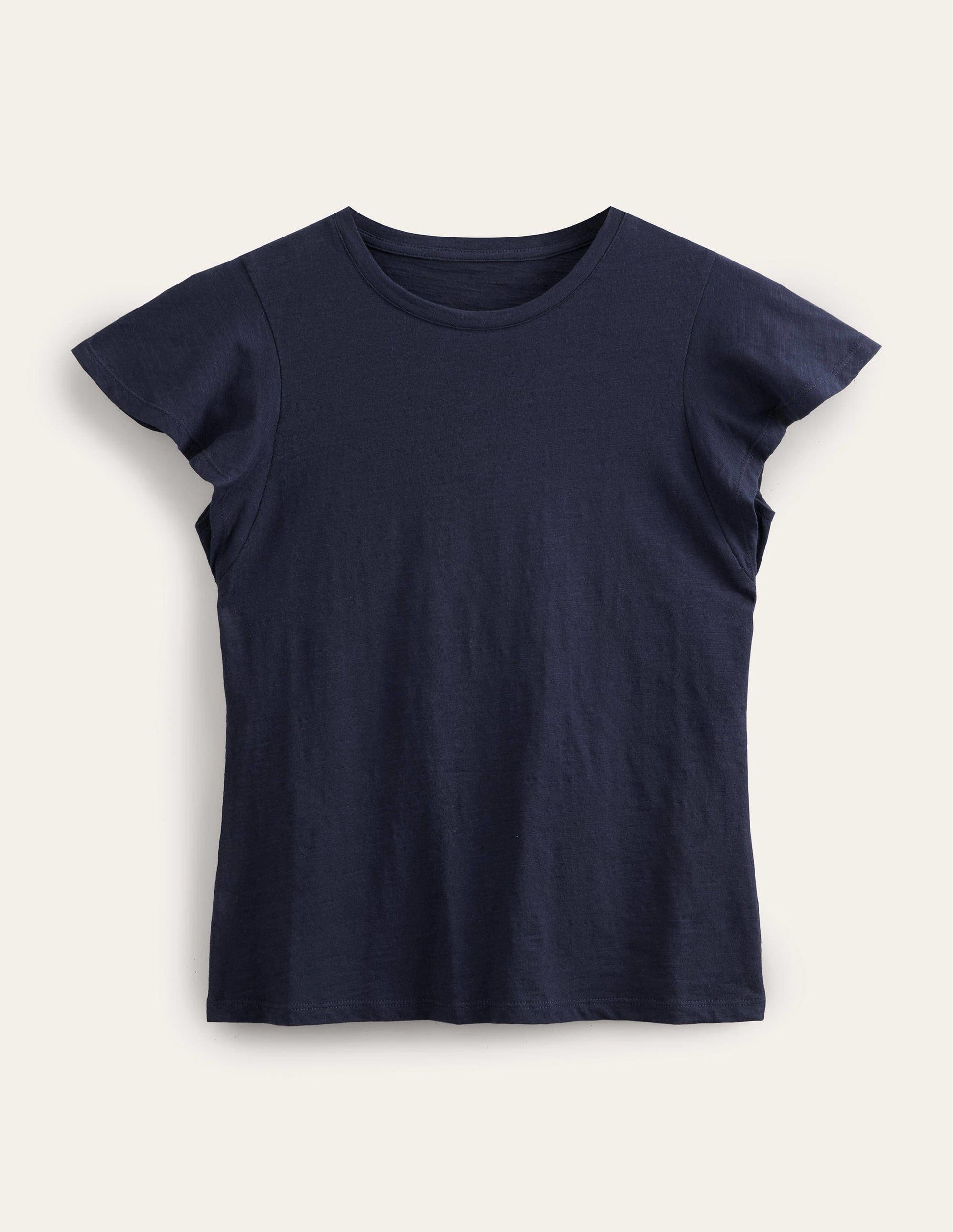 Crew Neck Flutter T-Shirt-Navy-5