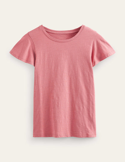 Crew Neck Flutter T-Shirt-Faded Rose-5