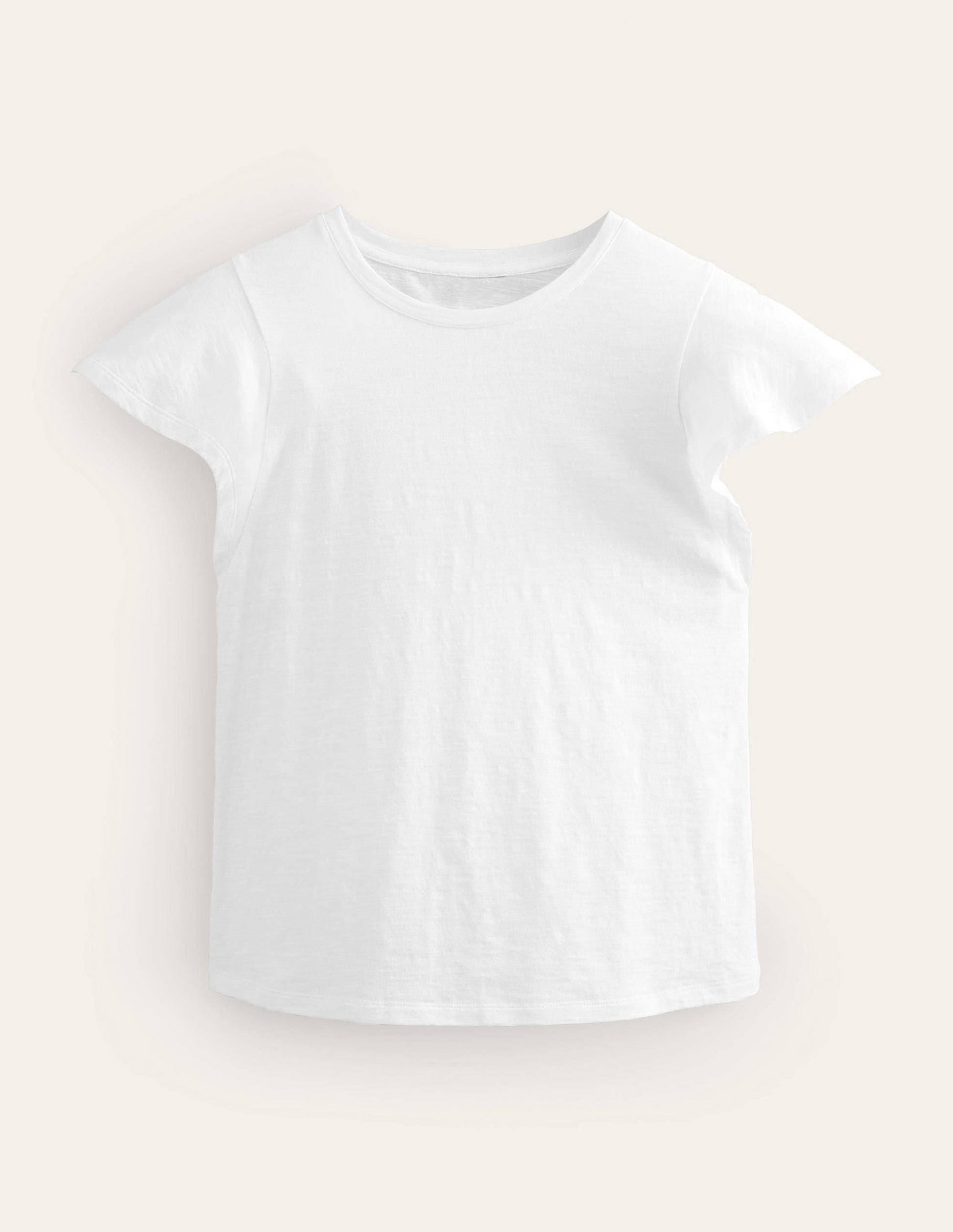 Crew Neck Flutter T-Shirt-White-5