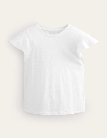 Crew Neck Flutter T-Shirt-White-5