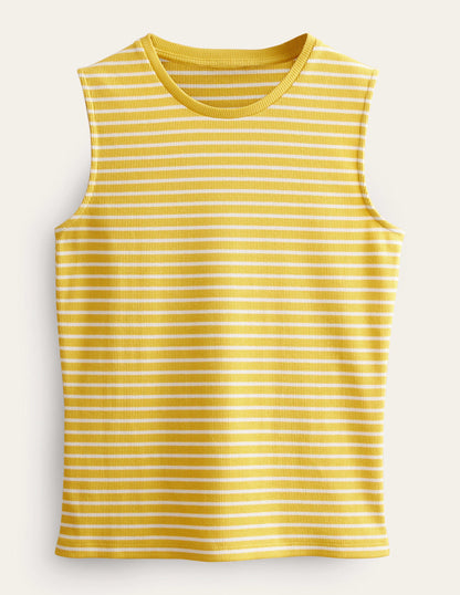 Striped Ribbed Tank Top-Yellow/Ivory-6