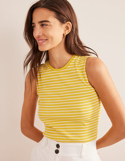 Striped Ribbed Tank Top-Yellow/Ivory-5