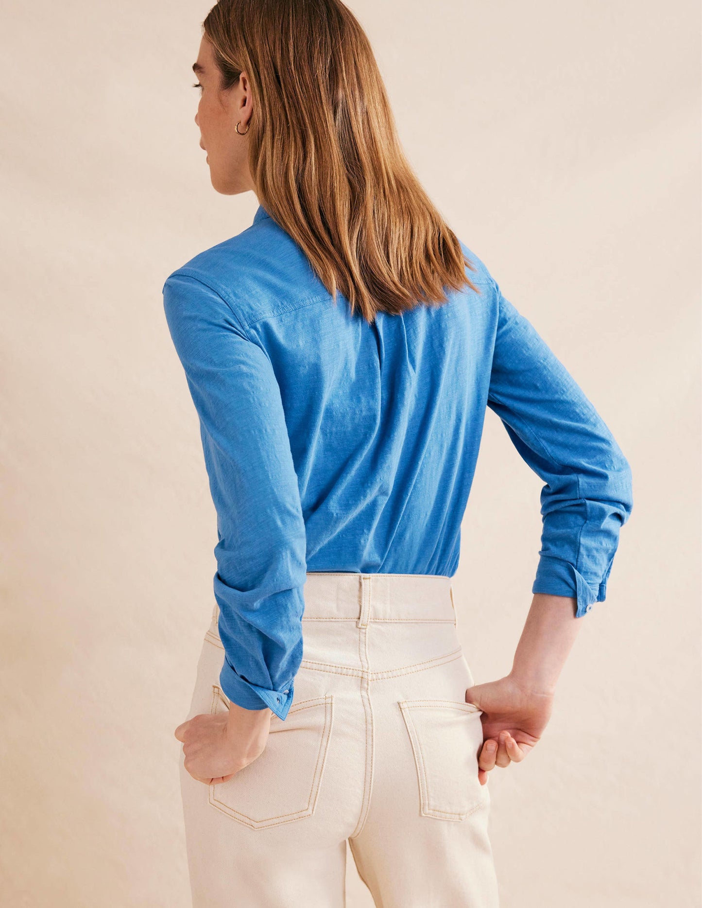 Cotton Jersey Shirt-Porcelain Blue