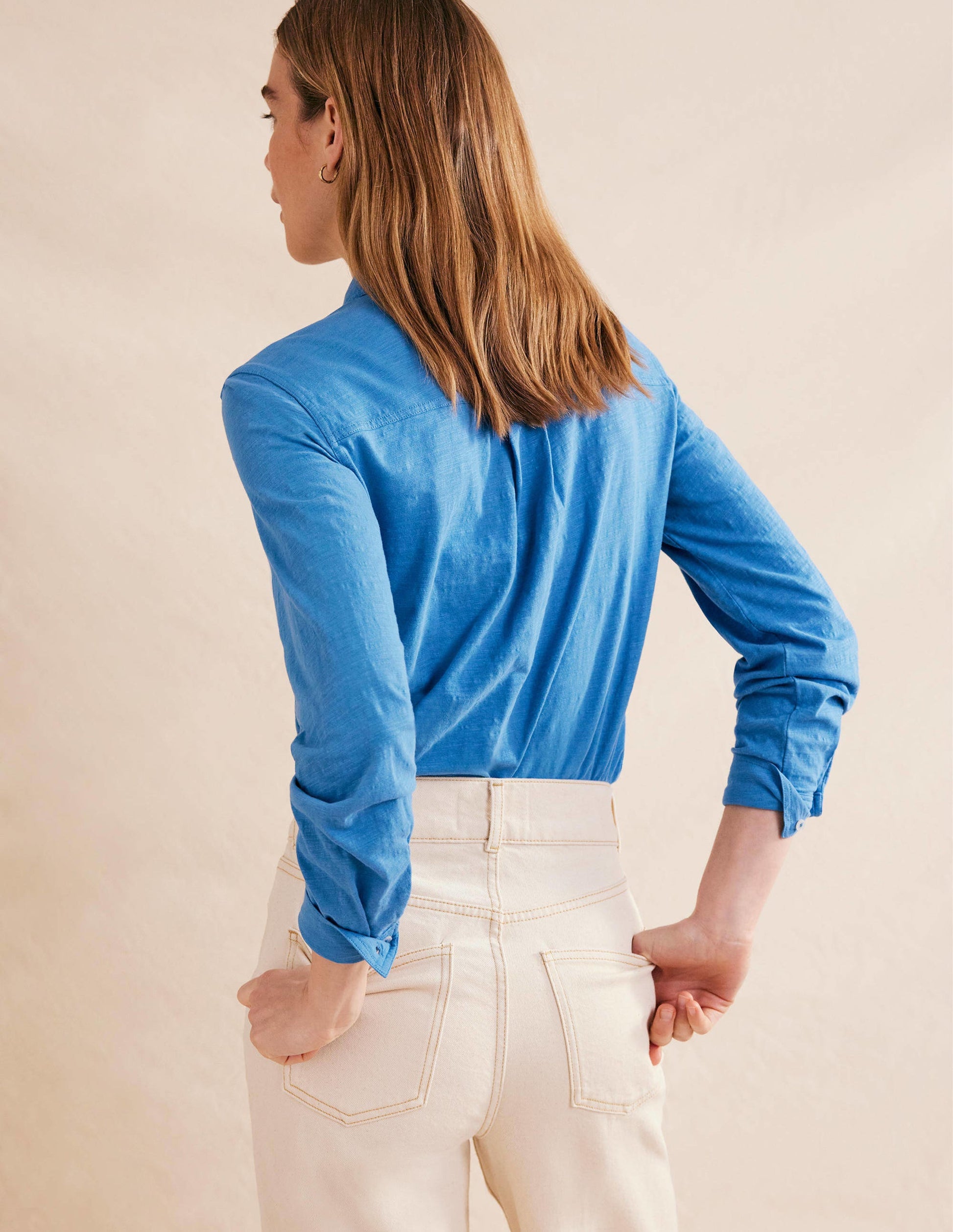 Cotton Jersey Shirt-Porcelain Blue-3