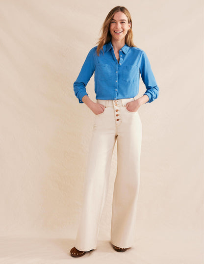 Cotton Jersey Shirt-Porcelain Blue-4