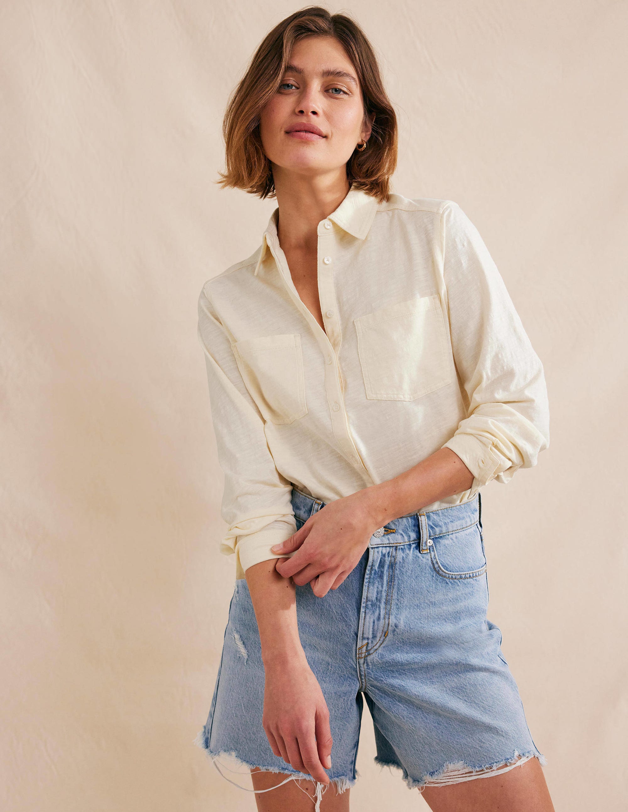 Cotton Jersey Shirt-Dorset Cream - Image 1