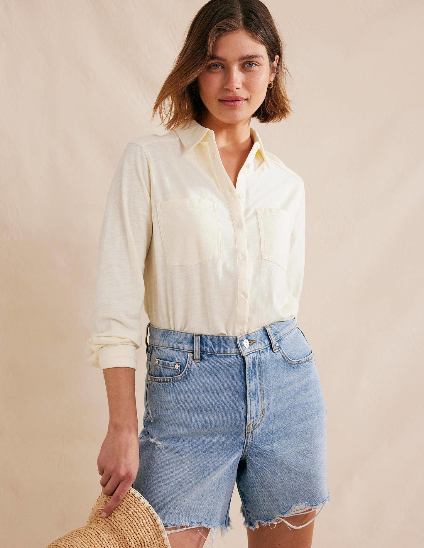 Cotton Jersey Shirt-Dorset Cream