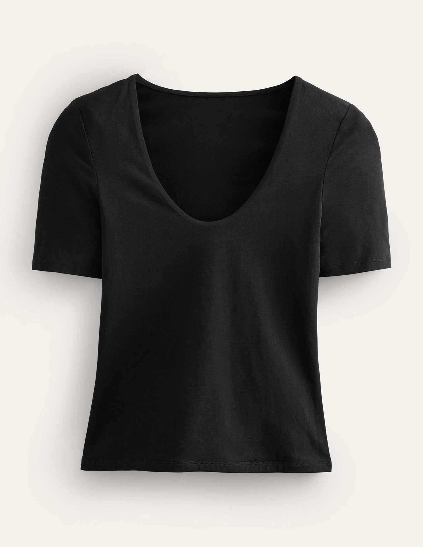 Double Layer Short Sleeve Top-Black