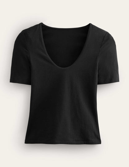 Double Layer Short Sleeve Top-Black-5