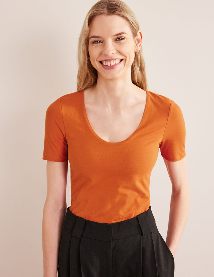 Double Layer Short Sleeve Top-Rust