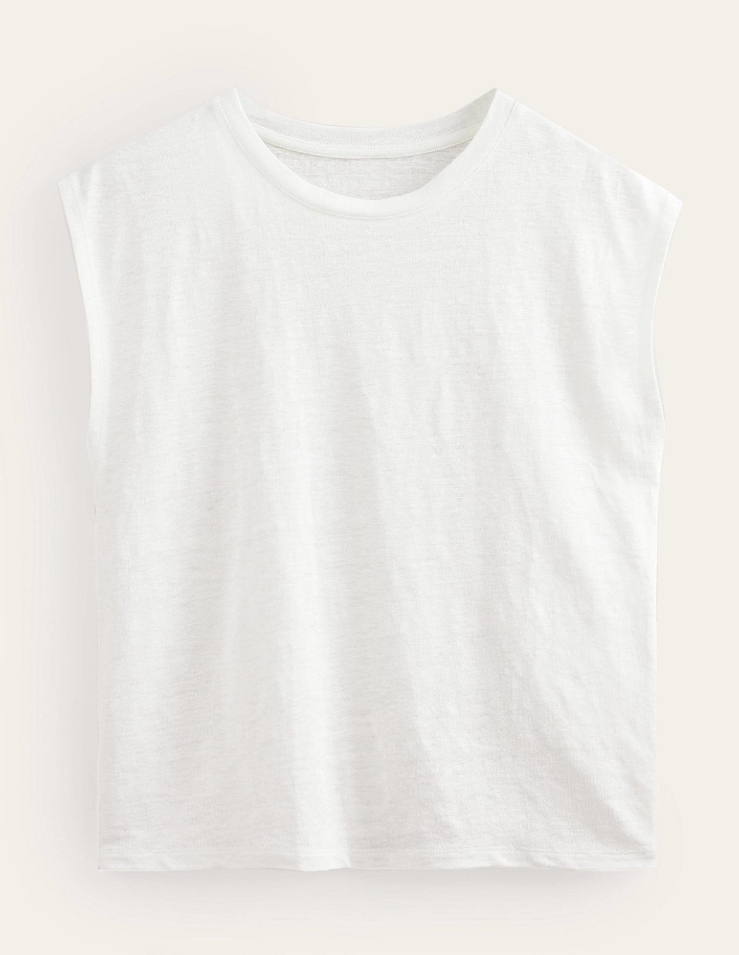Crew Neck Linen T-shirt-Ivory