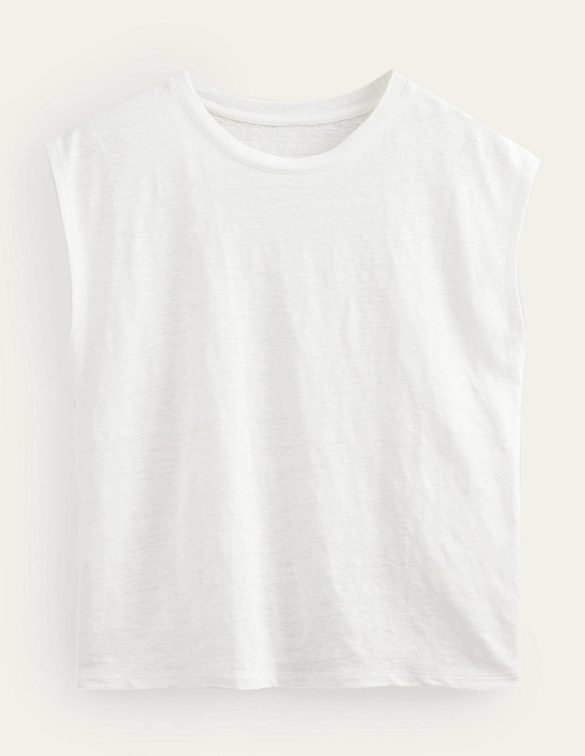 Crew Neck Linen T-shirt-Ivory-5