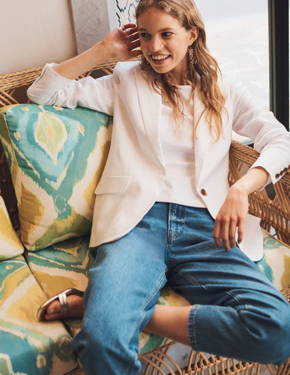The Cambridge Linen Blazer-White-7