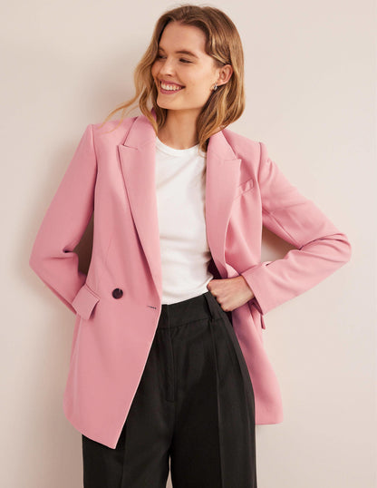 Double Breasted Crepe Blazer-Rose Pink-1