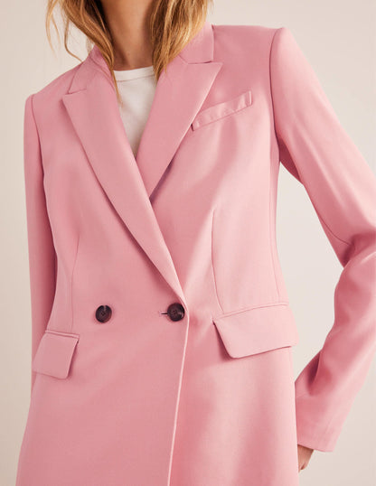 Double Breasted Crepe Blazer-Rose Pink-2
