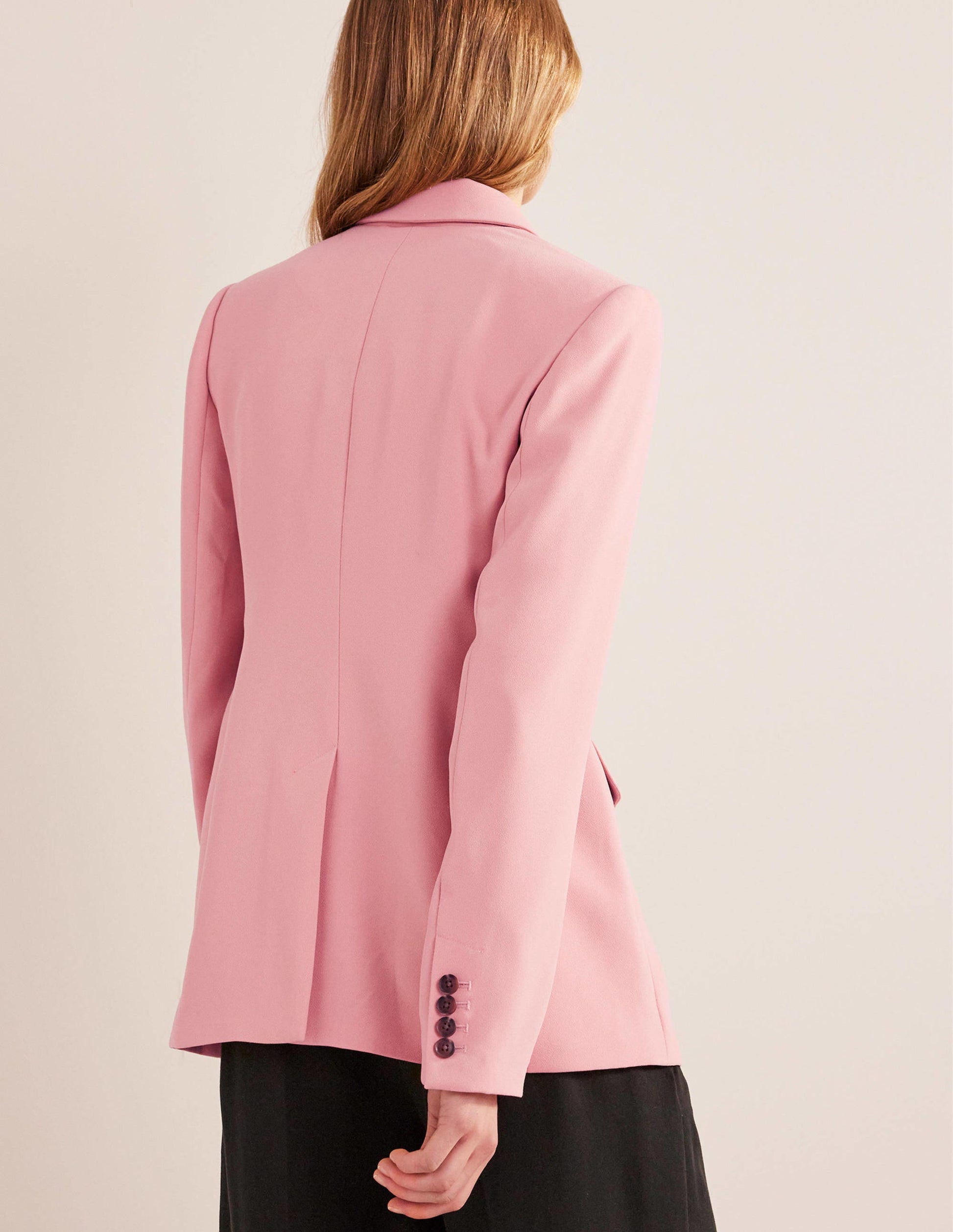 Double Breasted Crepe Blazer-Rose Pink-3