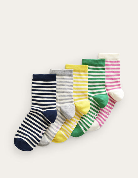 5-Pack Ankle Socks-Breton Stripe