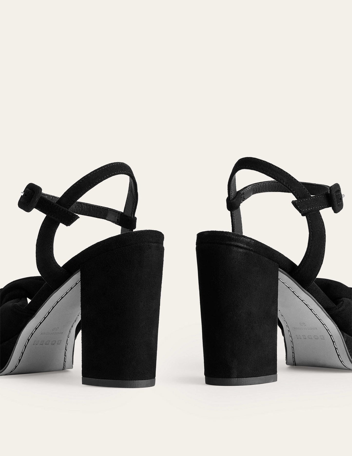 Twist-Front Heeled Platforms-Black Suede