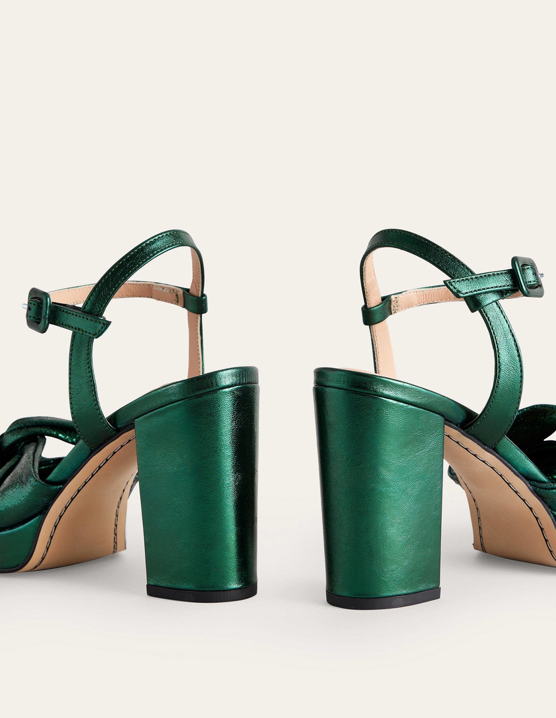 Twist-Front Heeled Platforms-Winter Green Metallic Leather-4