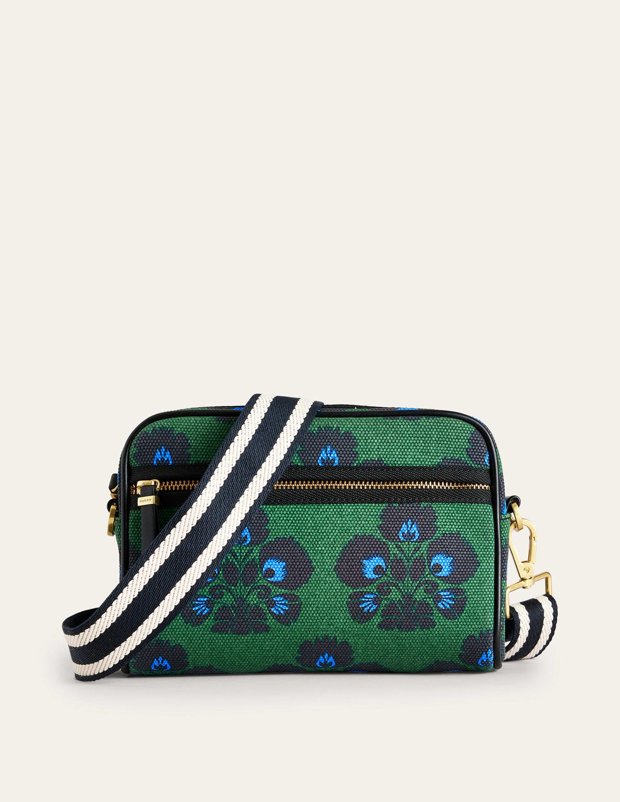 Canvas Cross-Body Bag-Amazon Green, Carnation Stamp - Image 2