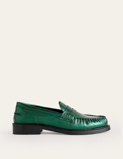 Classic Moccasin Loafers-Winter Green Metallic Leather-2