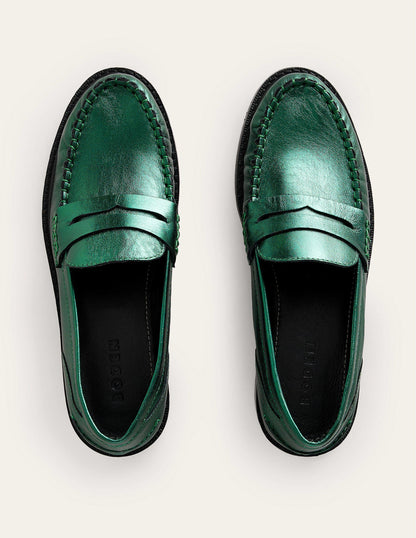 Classic Moccasin Loafers-Winter Green Metallic Leather-5