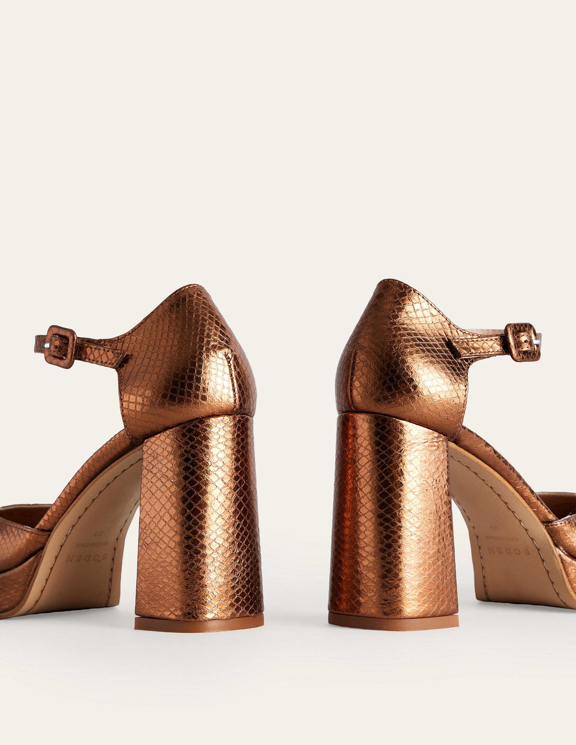 Closed-Toe Heeled Platforms-Bronze Metallic Snake-4