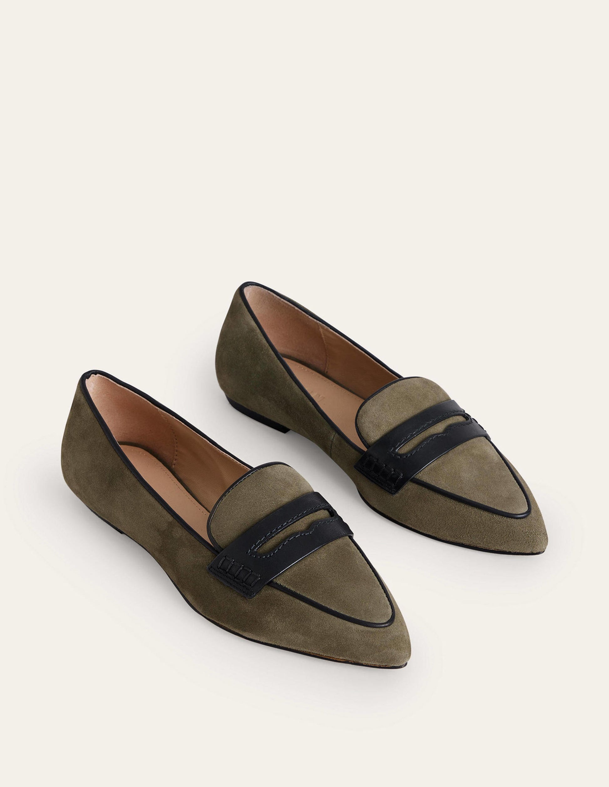 Pointed Loafers-Deep Olive Kid Suede-4