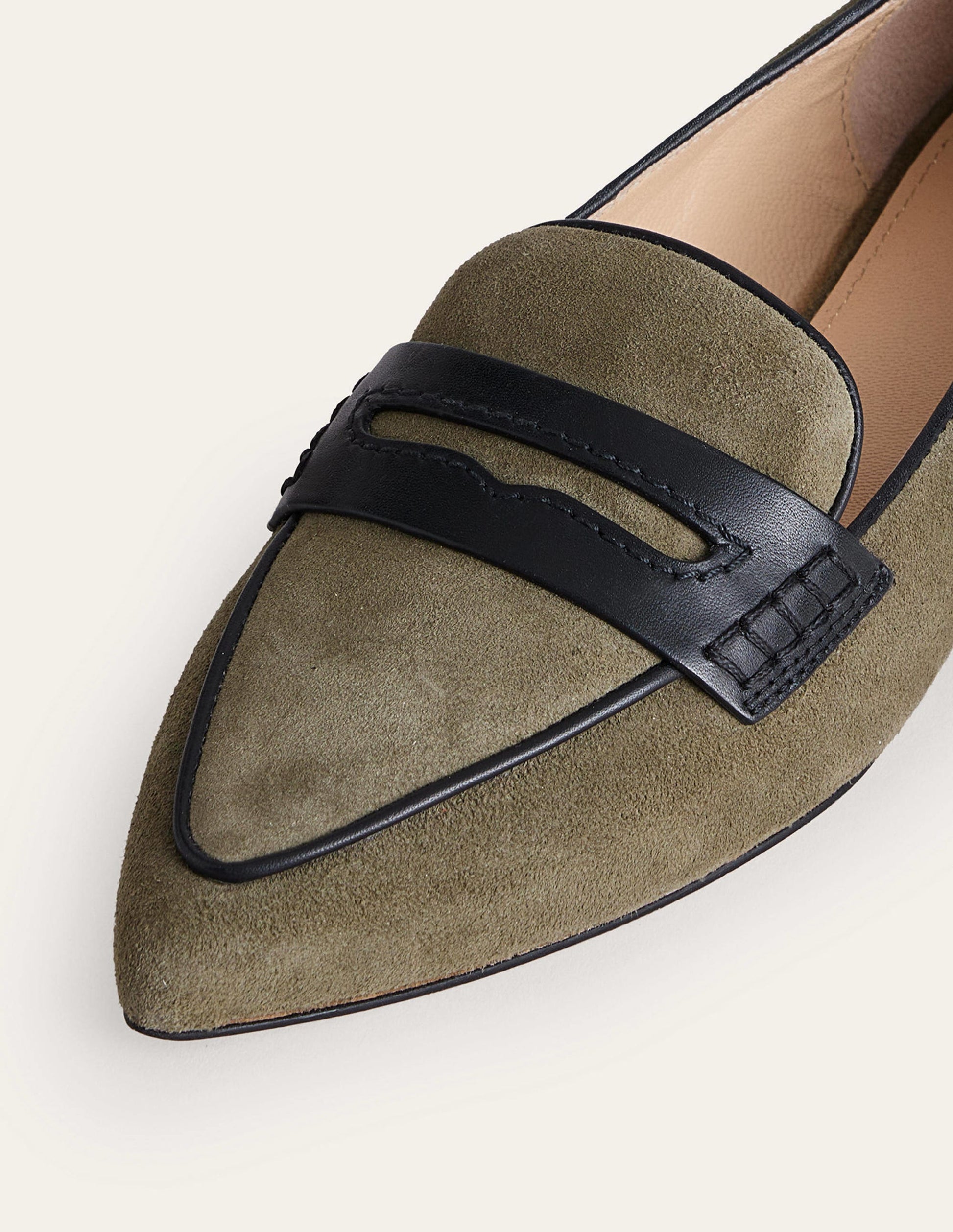Pointed Loafers-Deep Olive Kid Suede-5