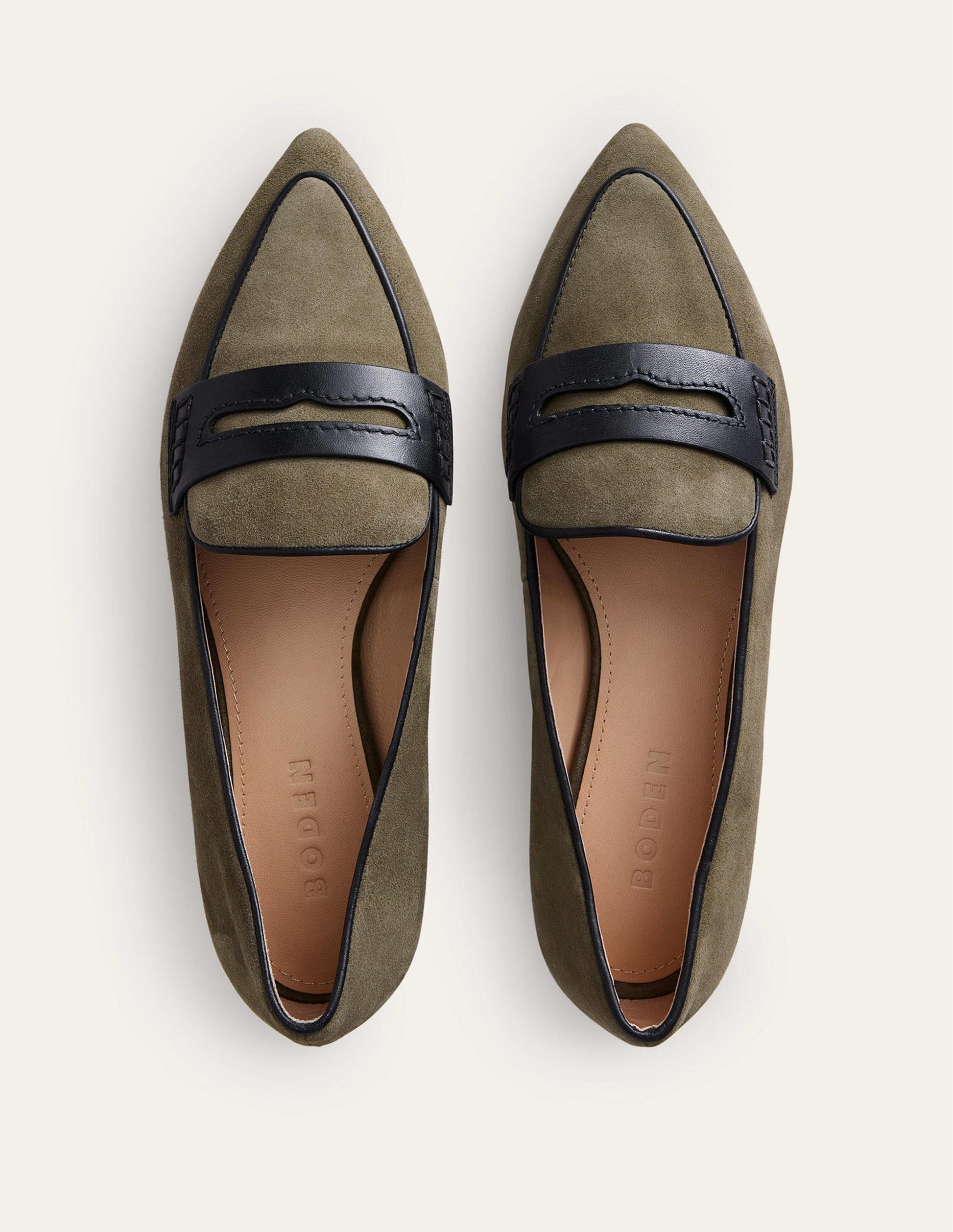 Pointed Loafers-Deep Olive Kid Suede-6