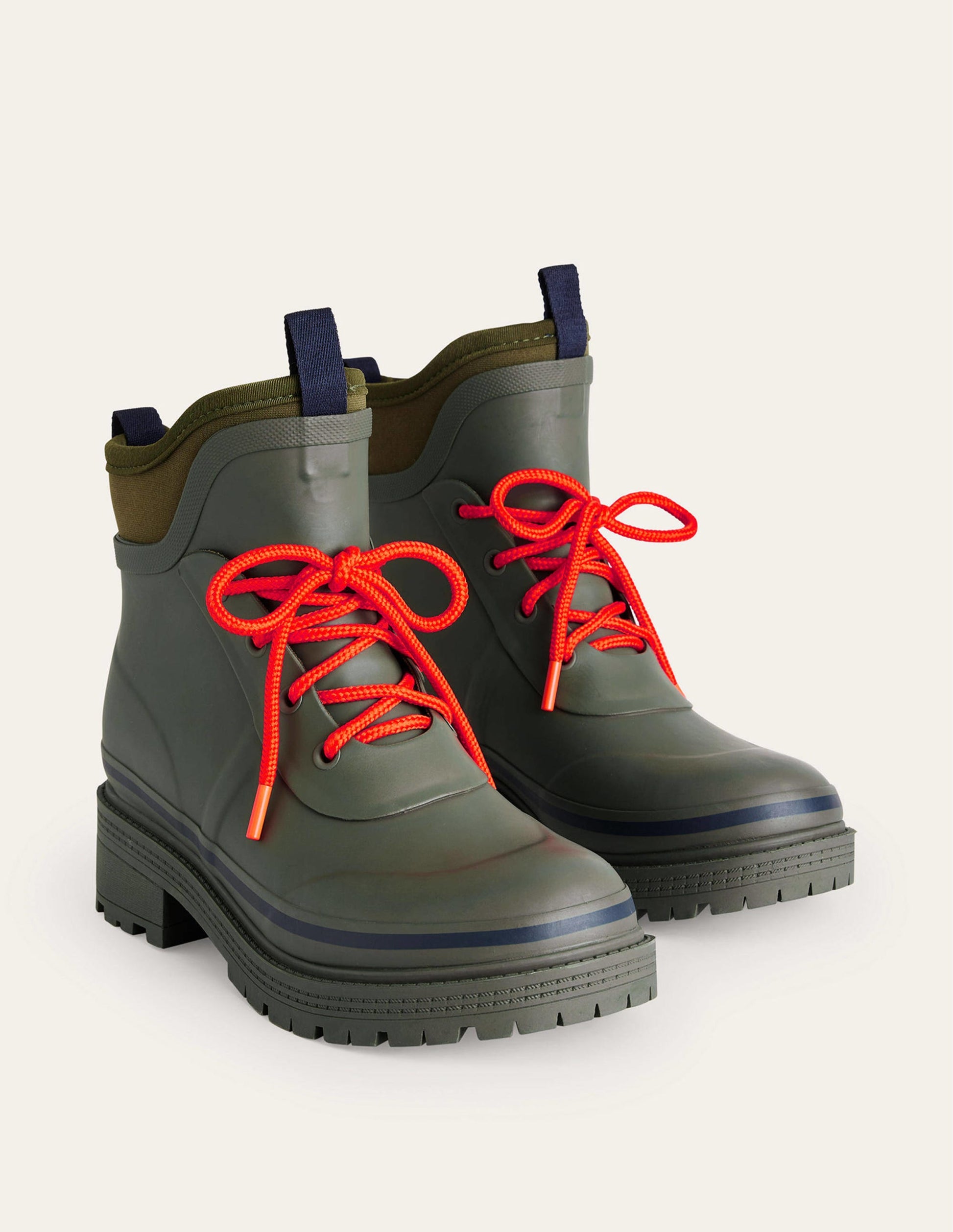 Mary Lace-up Wellington Boots-Deep Olive-4