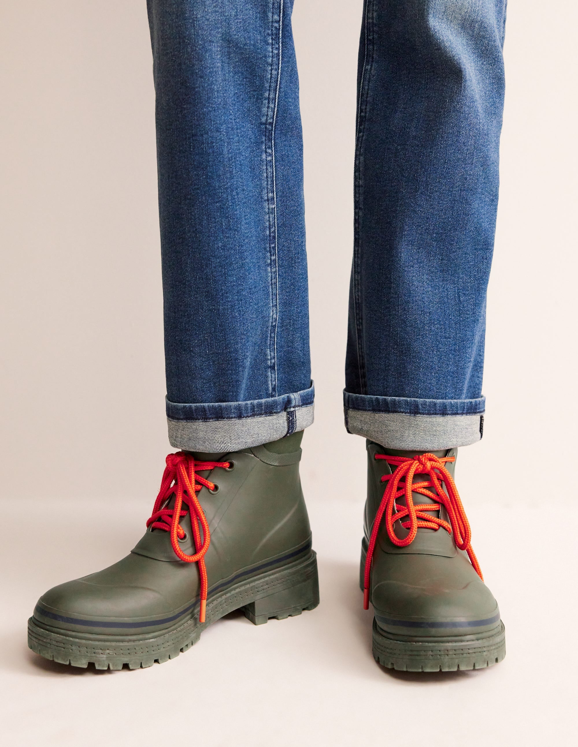 Mary Lace-up Wellington Boots-Deep Olive - Image 1