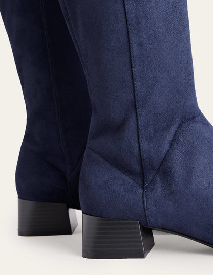 Cara Flat Stretch Knee Boots-Navy-4