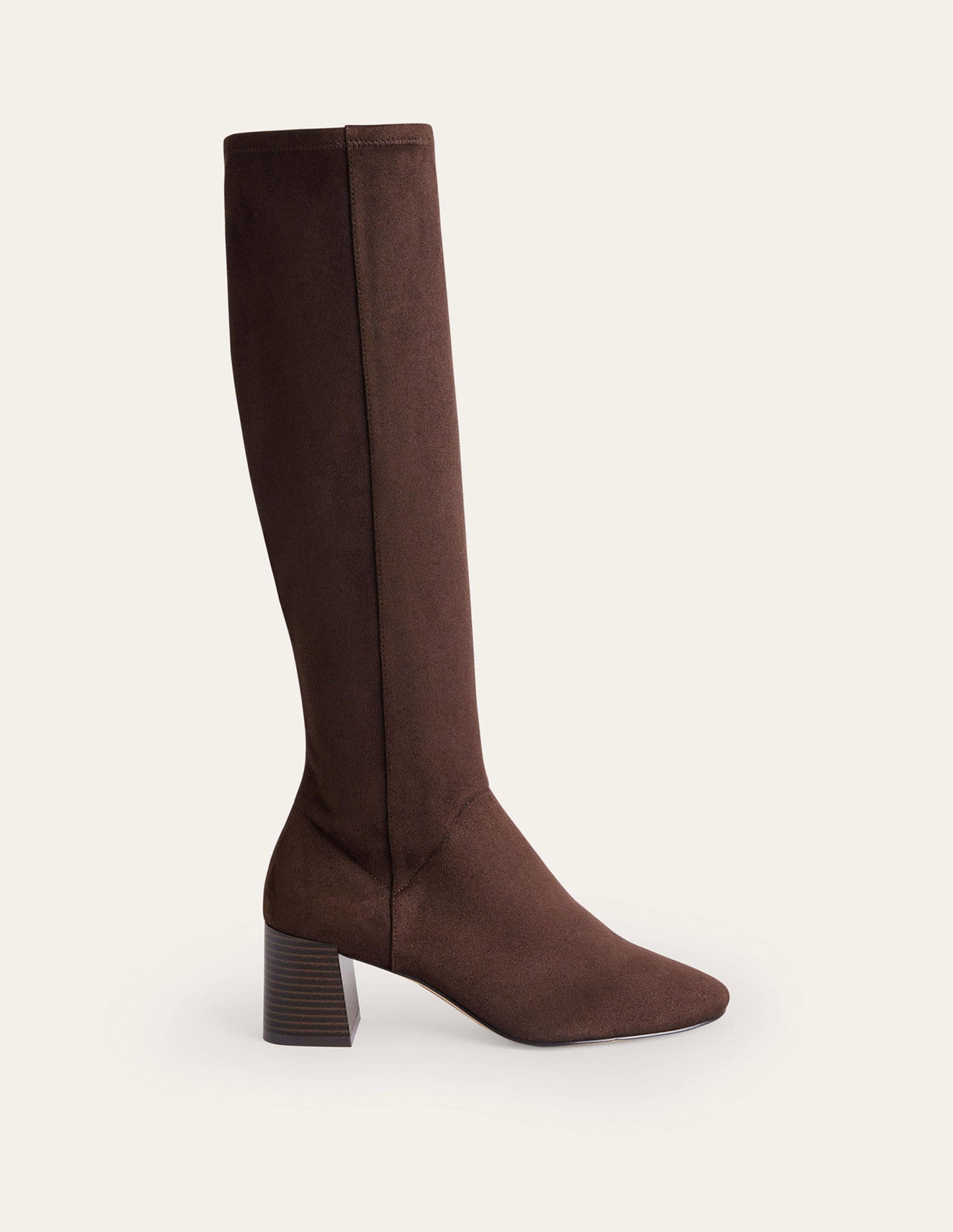 Cara Heeled Stretch Knee Boots-Mahogany