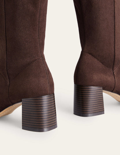 Cara Heeled Stretch Knee Boots-Mahogany-4