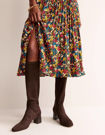 Cara Heeled Stretch Knee Boots-Mahogany-1