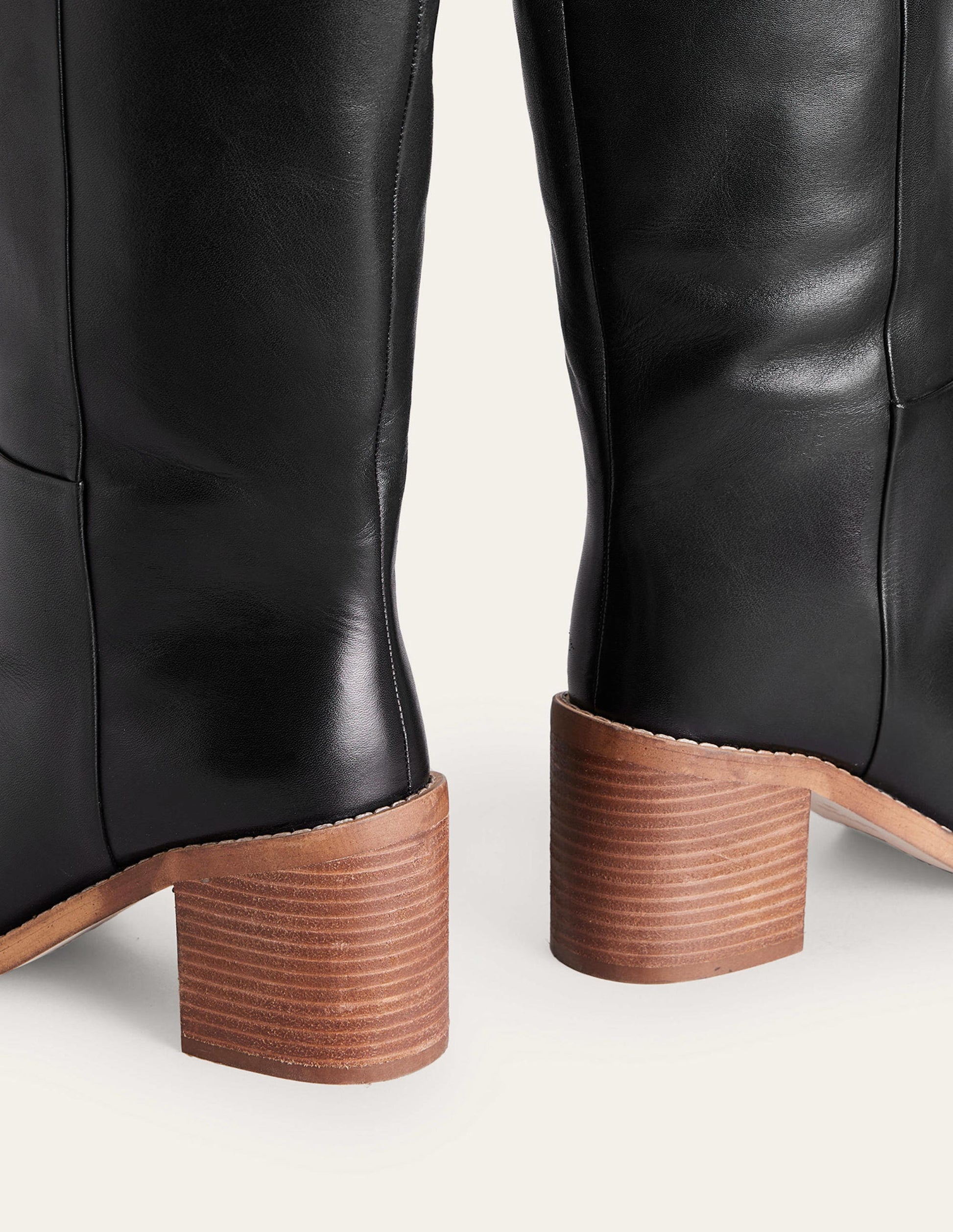 Straight Leather Knee Boots-Black-5