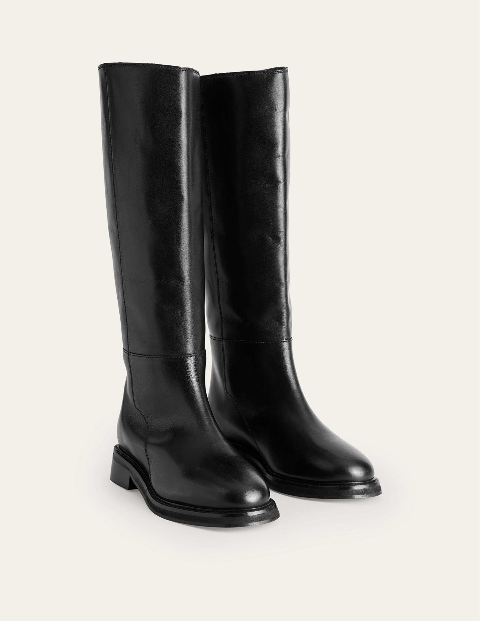 Lottie Leather Riding Boots-Black Leather-4