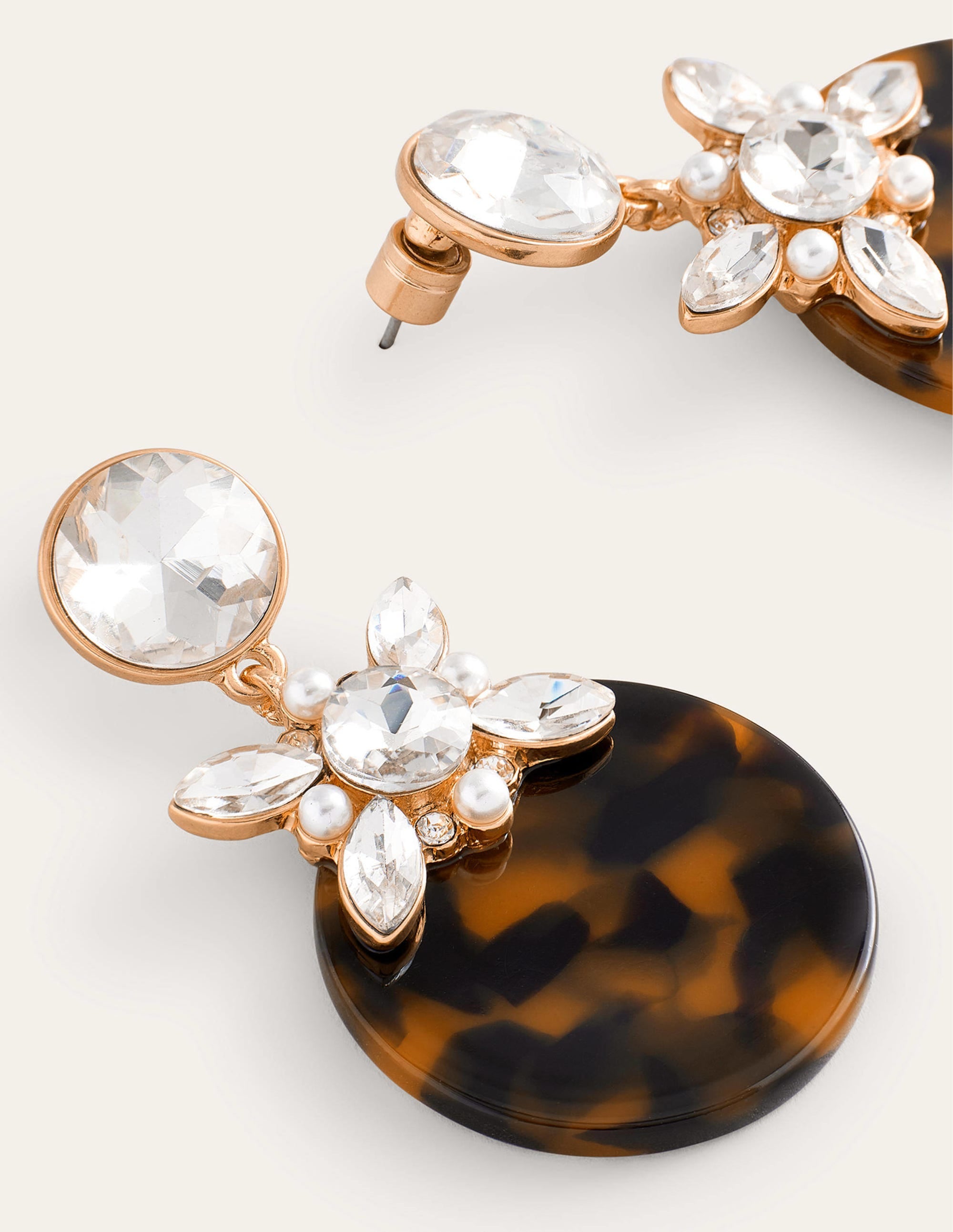 Tortoiseshell Resin Earrings-Tort - Image 3