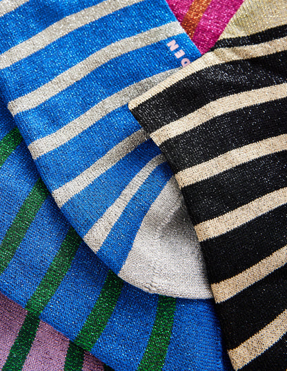 5-Pack Sparkle Ankle Socks-Metallic Stripe-2