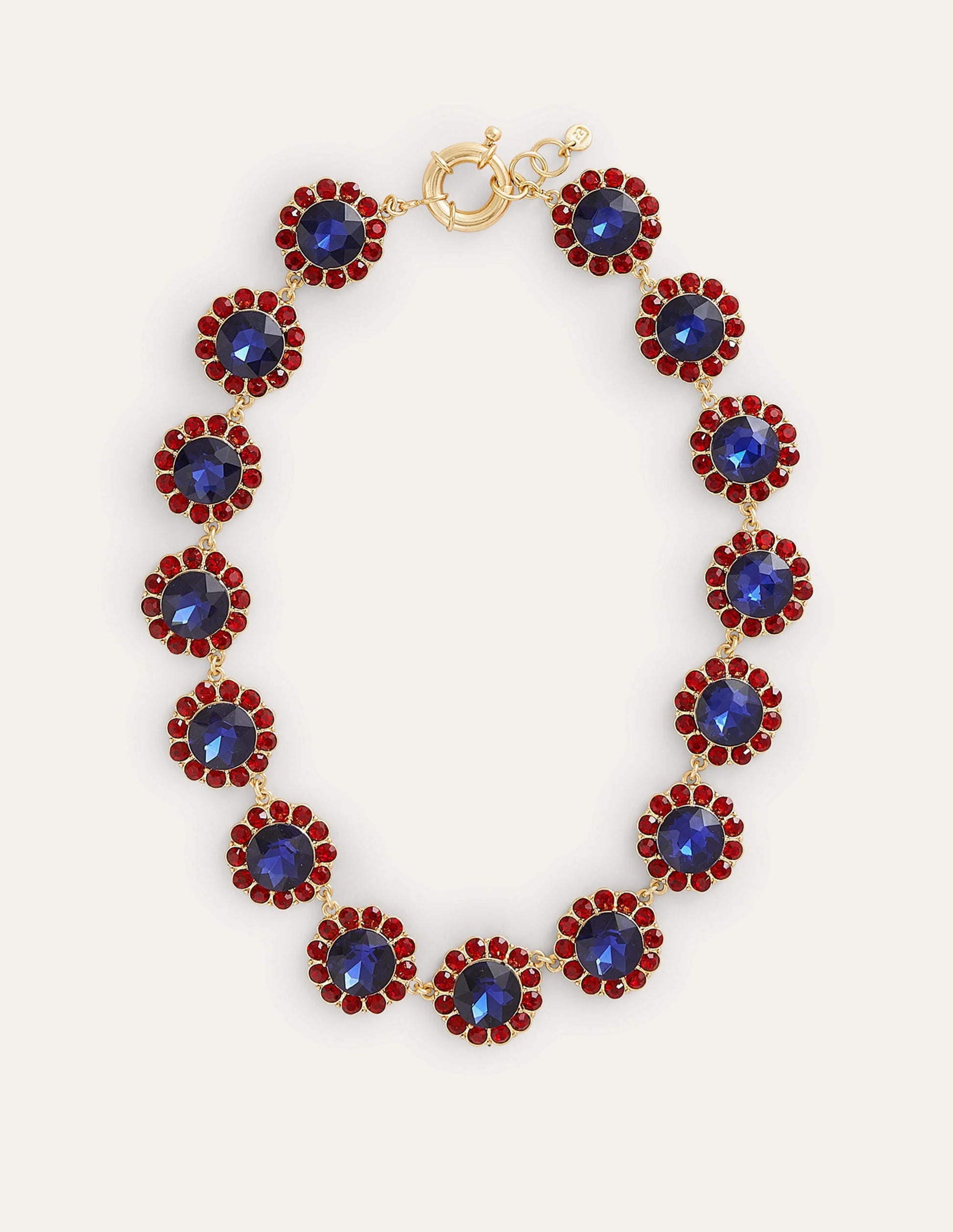 Embellished Flower Necklace-RED/BLUE-2