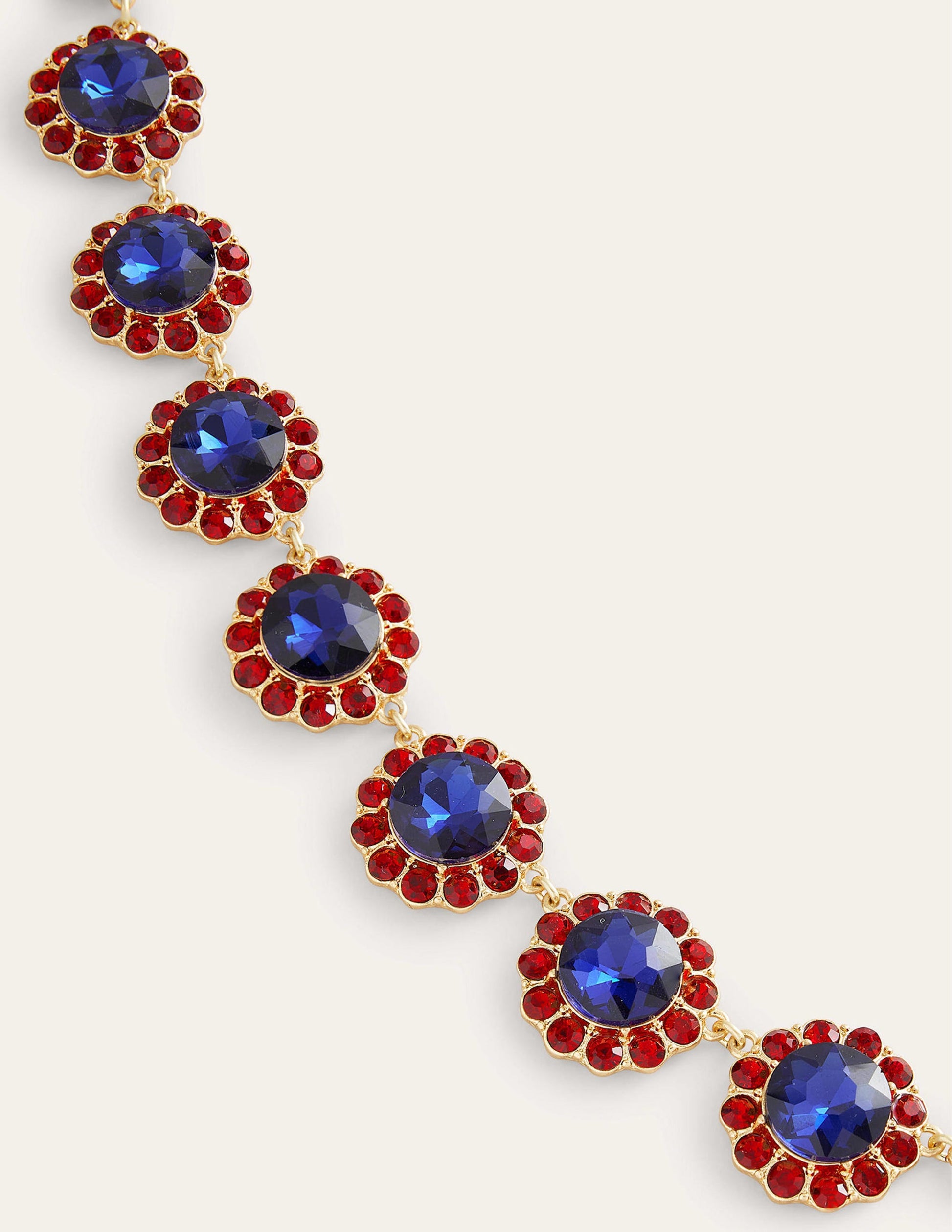 Embellished Flower Necklace-RED/BLUE-3