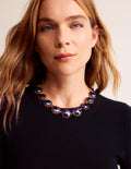 Embellished Flower Necklace-RED/BLUE