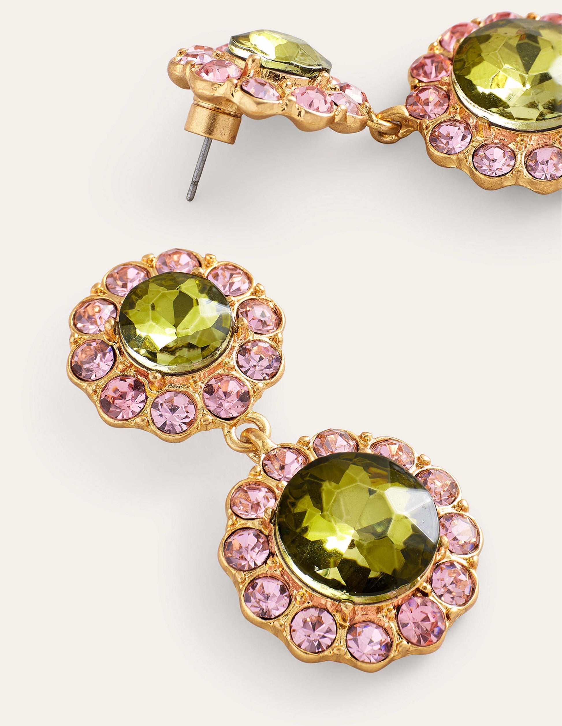 Embellished Flower Earrings-Green-3