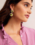 Embellished Flower Earrings-Green